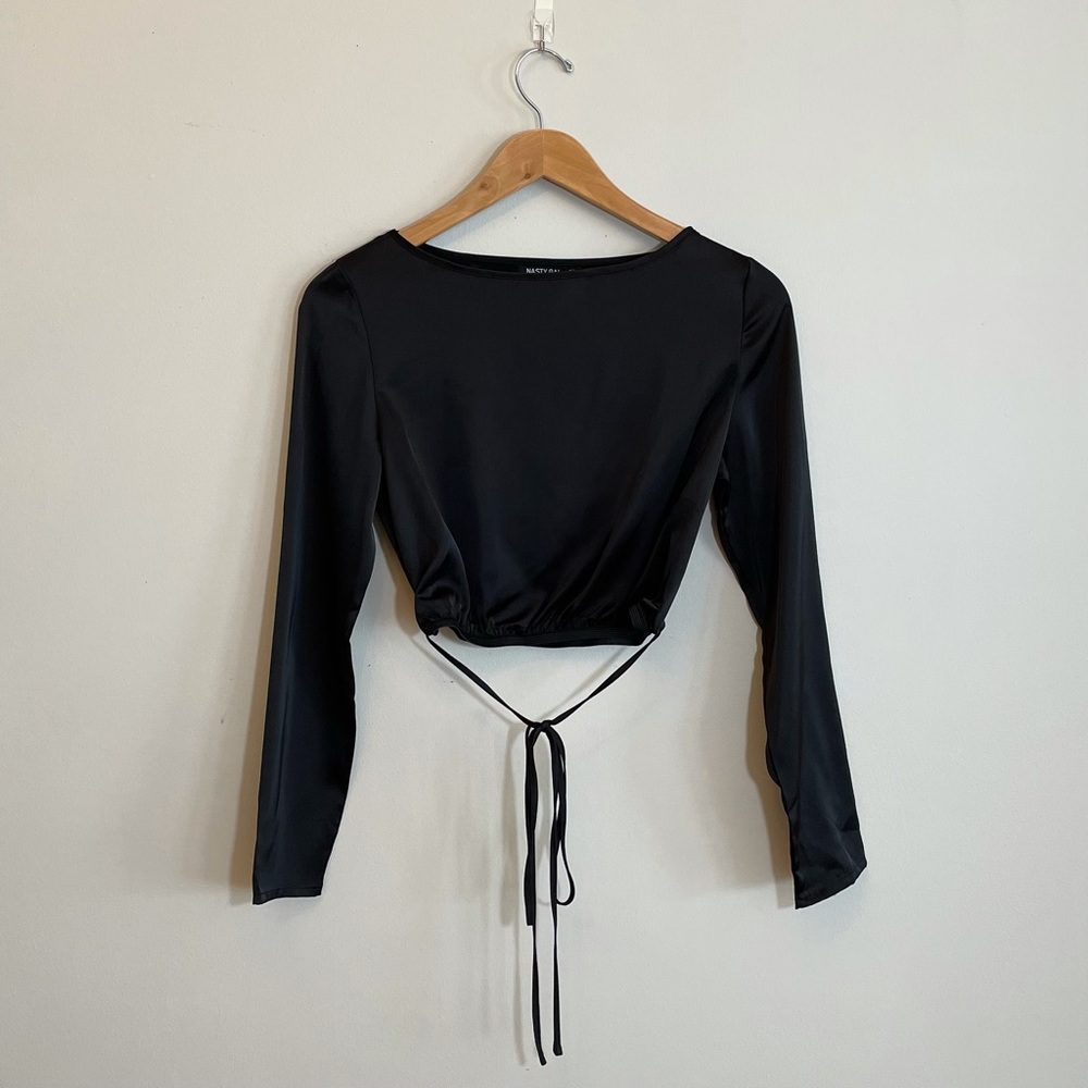 Nasty Gal - Tie Not Tonight Stain Cropped Blouse